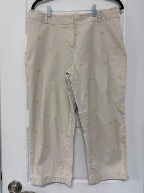 Talbots Beige Capri Pants with Embroidered Lemons.